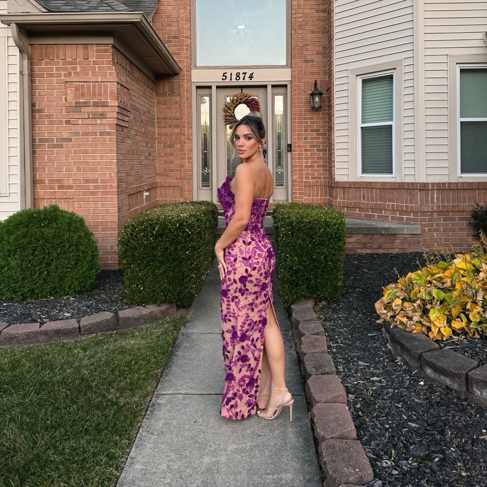 Elegant Purple Floral Gown